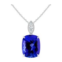 Pendentif Angara en or massif 14K avec diamant et Tanzanite coussin naturelle de 2,45 ct