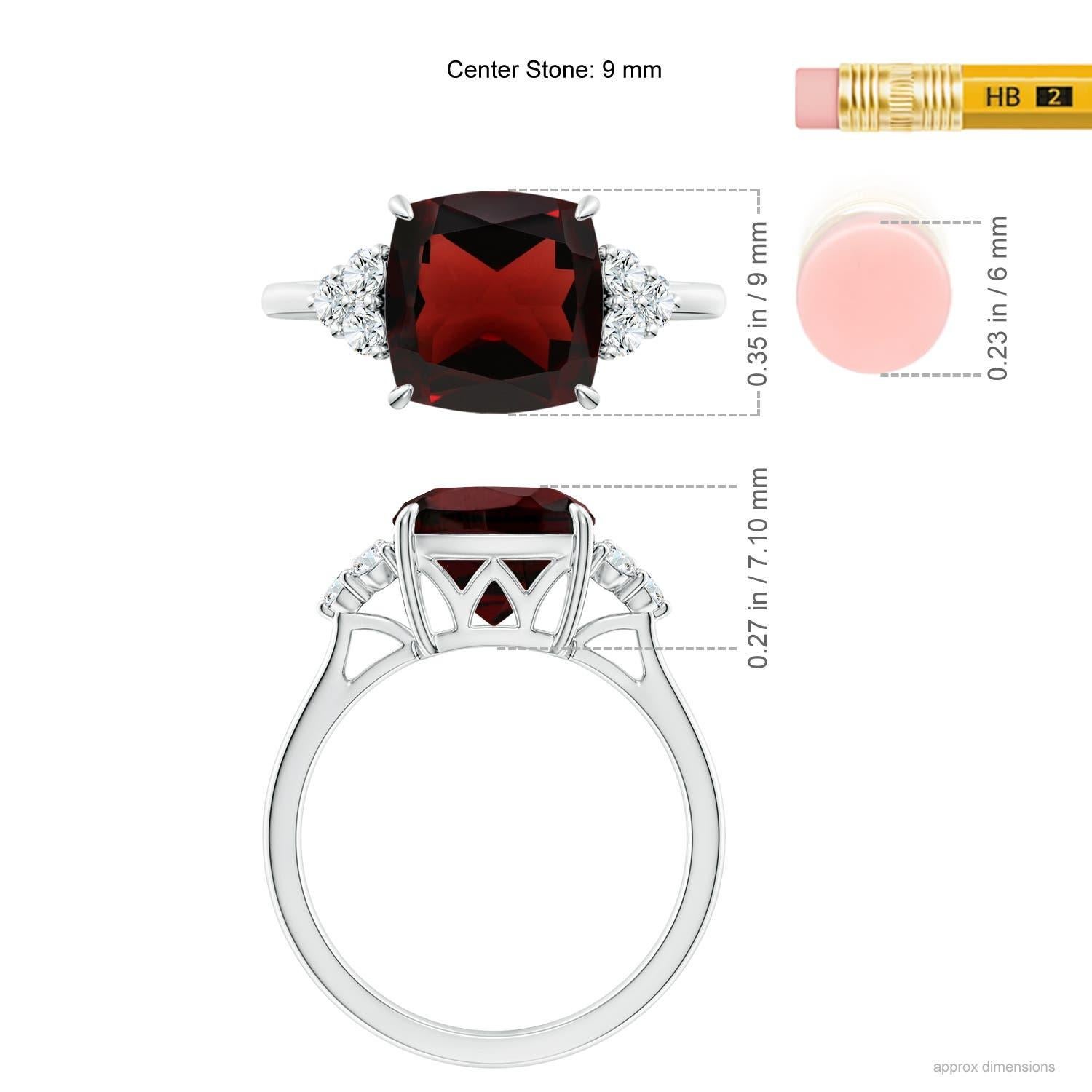 De las mujeres Angara Anillo de compromiso de granate natural en cojín de 3,6 ct con diamantes en oro de 14 quilates en venta