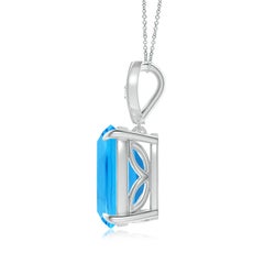 Angara 4.5ct Natural Cushion Swiss Blue Topaz Necklace in 14K Gold