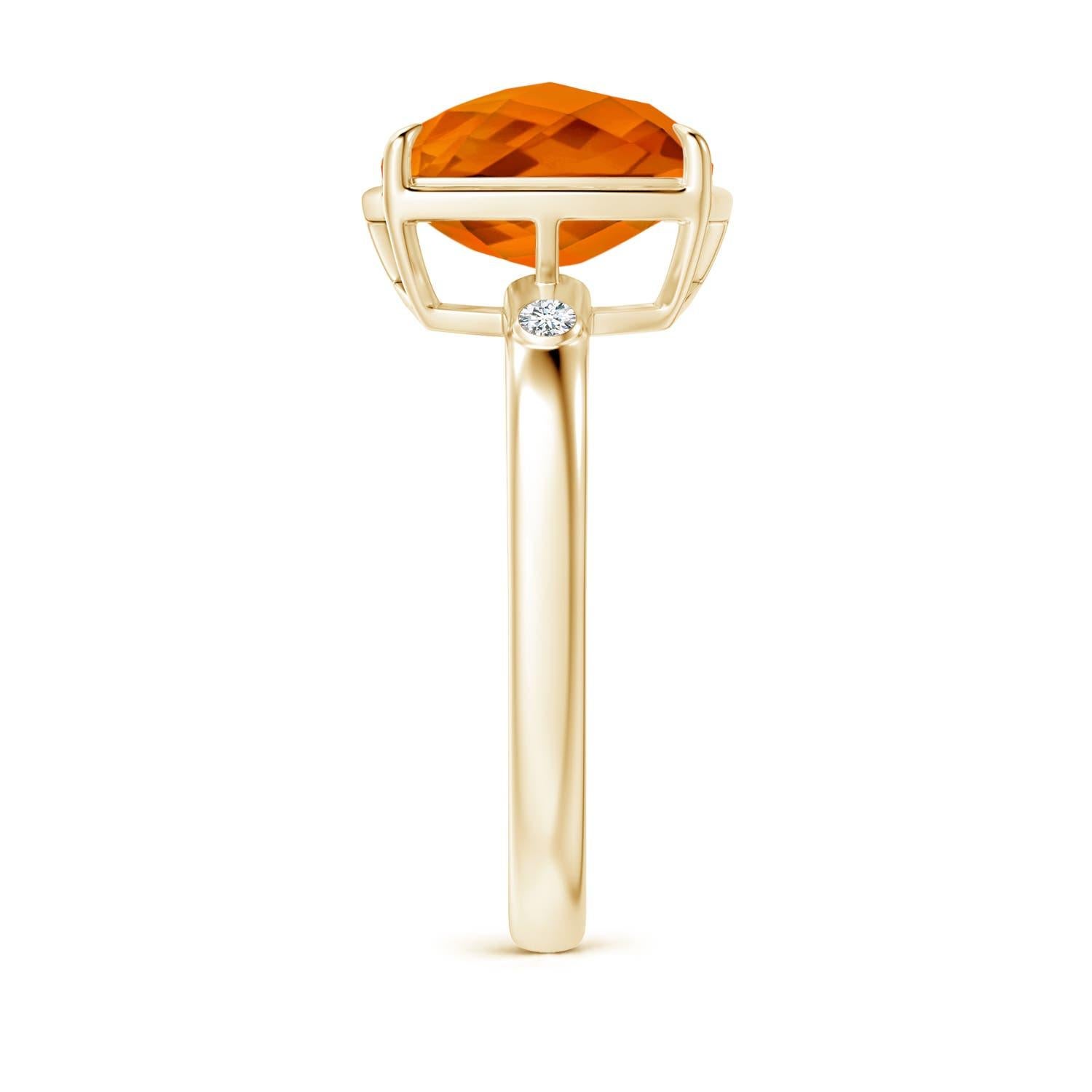 Angara Natural Cushion 4ct Citrine Cocktail Ring with Diamonds in 14K Solid Gold In New Condition For Sale In Los Angeles, CA