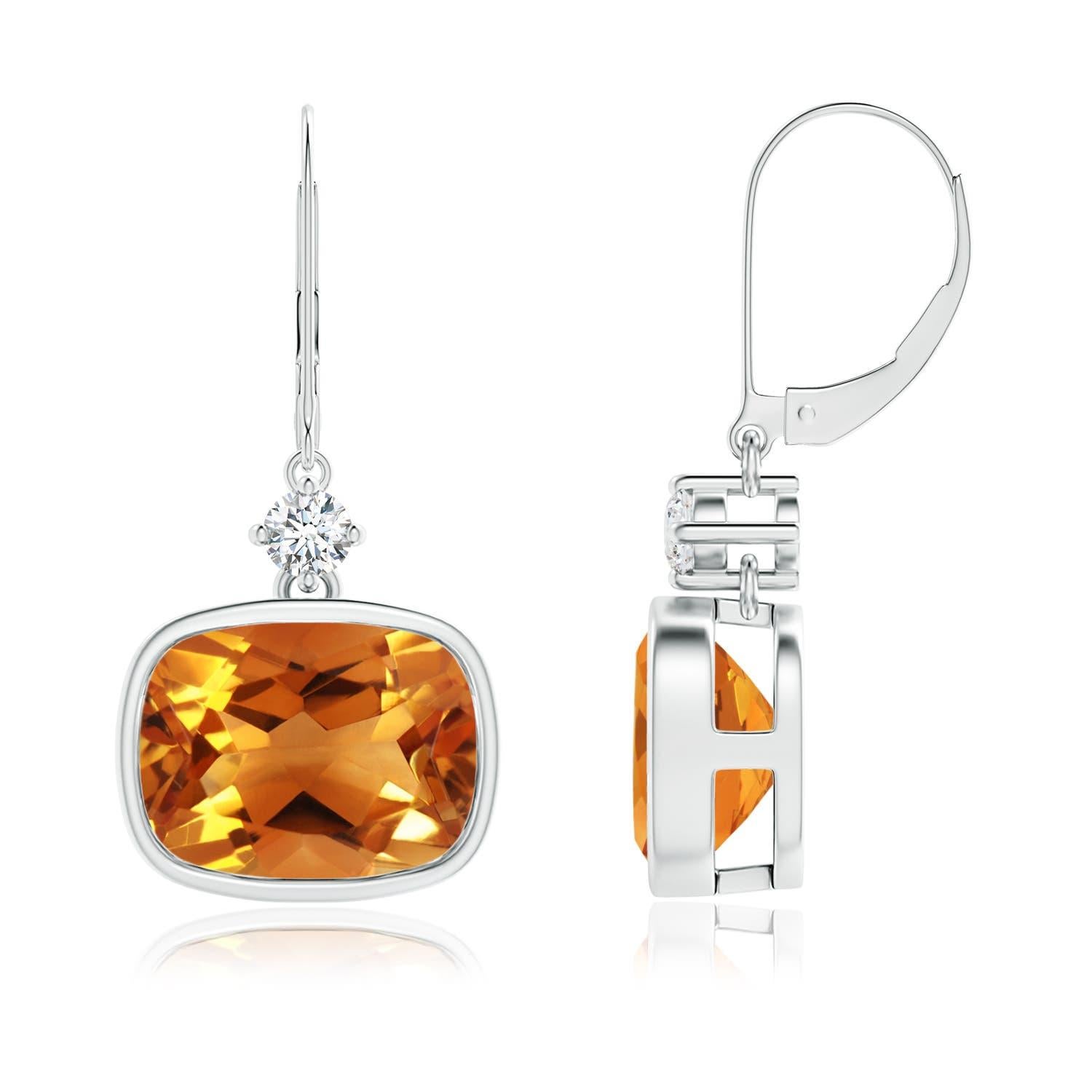 Boucles d'oreilles pendantes en or 14K avec citrine coussin naturelle de 5,3 ct et diamant de l'Angara Neuf - En vente à Los Angeles, CA