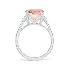 Angara Natural Cushion 5.7 ct Morganite Crossover Ring with Diamond in 14K Gold
