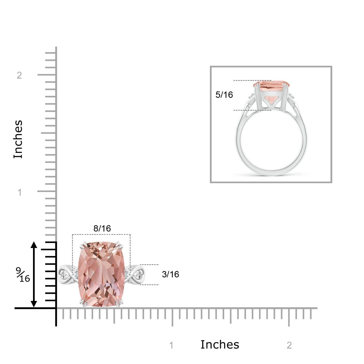 Angara Natural Cushion 5,7 ct Morganit Crossover Ring mit Diamant in 14K Gold (Kissenschliff) im Angebot