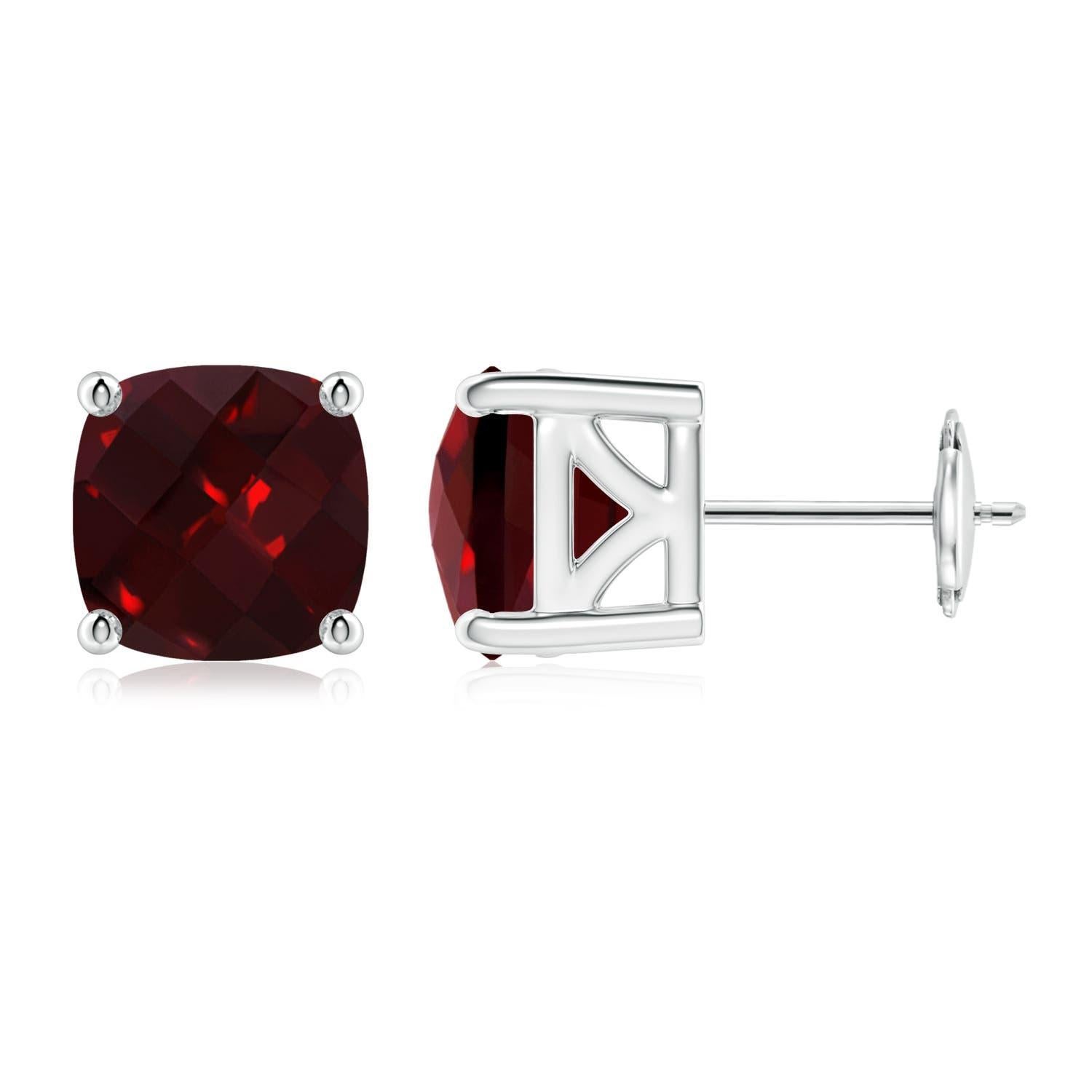 Pendientes de oro macizo de 14 quilates con solitario de granate natural de 6,46 ct Angara Corte cojín en venta