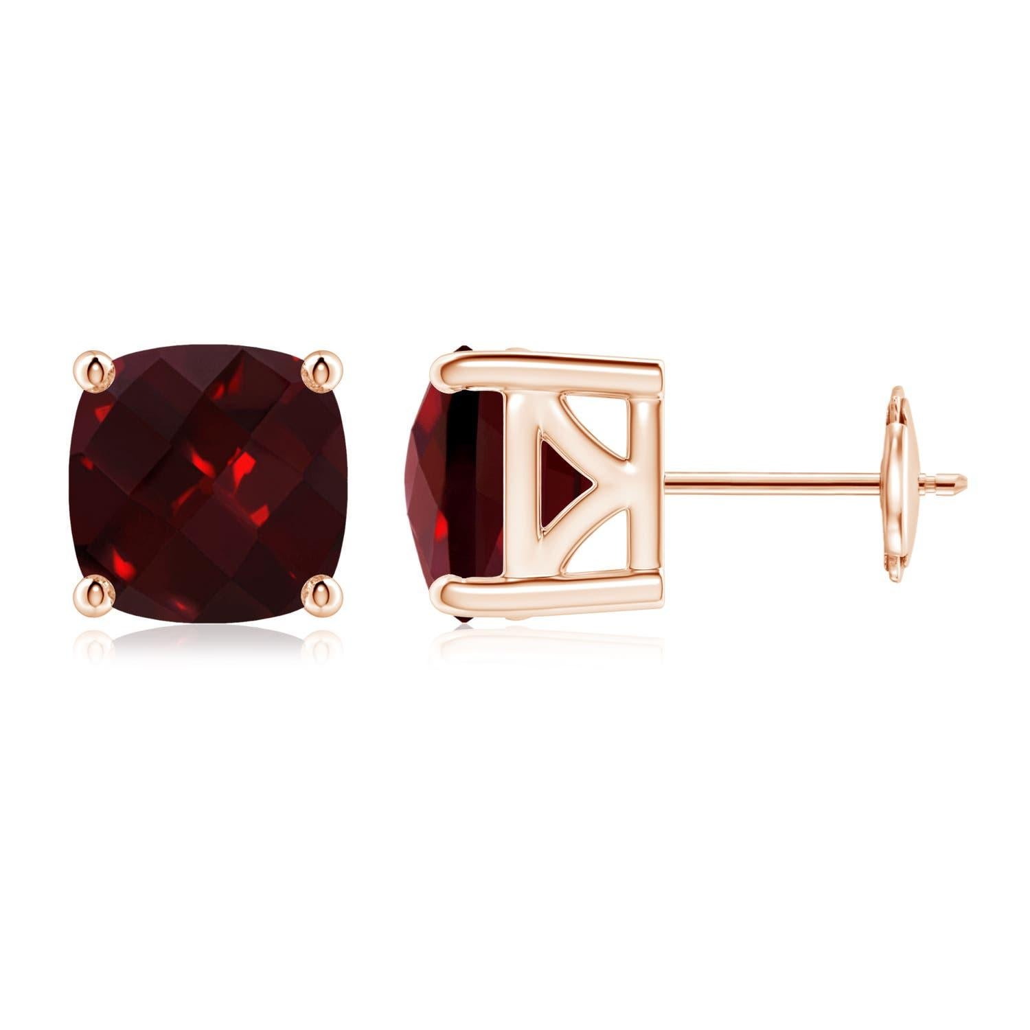 Pendientes de oro macizo de 14 quilates con solitario de granate natural de 6,46 ct Angara en Nuevo estado para la venta en Los Angeles, CA
