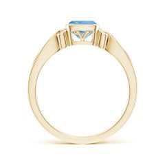 Angara Natural Cushion Aquamarine Solitaire Engagement Ring in 14K Solid Gold