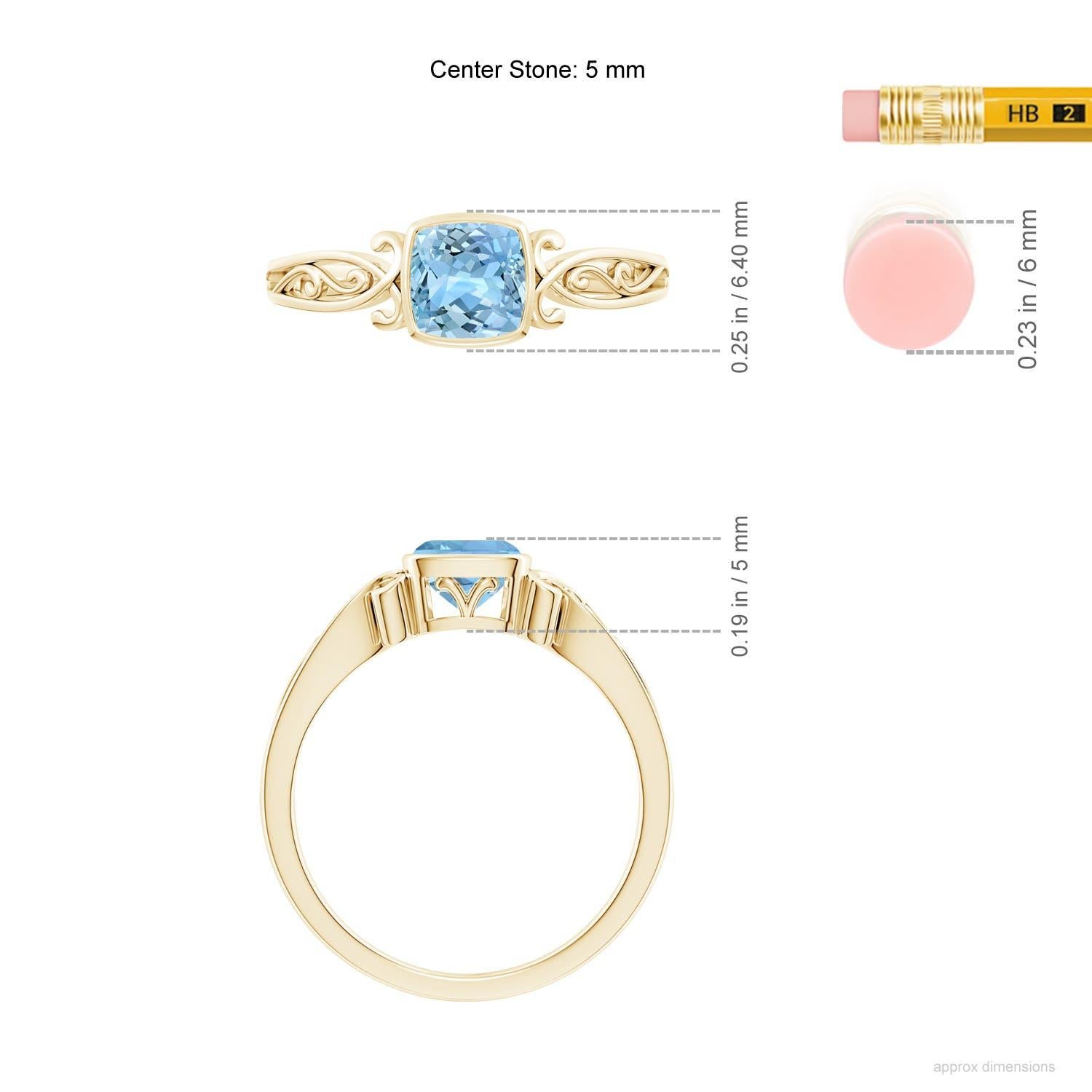 Angara Natural Cushion Aquamarin Solitär Verlobungsring in 14K massivem Gold im Angebot 2