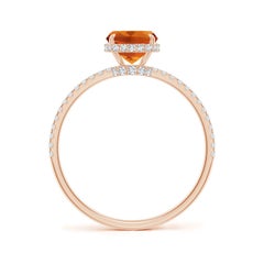 Angara Natural Cushion Cut 1,35 ct Citrin Ring mit Diamant in 14K Solid Gold