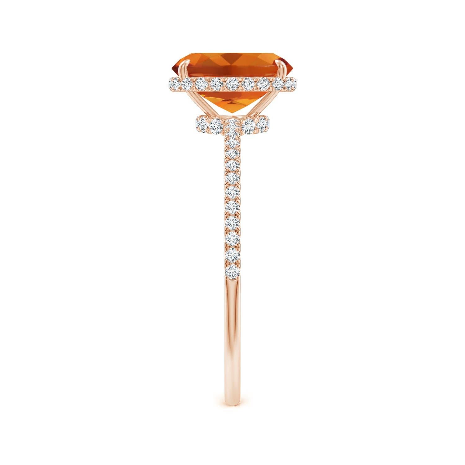 Anello Angara con Citrino Naturale Taglio Cuscino da 1,35 ct e Diamante in Oro Solido 14K In condizioni Nuovo in vendita a Los Angeles, CA
