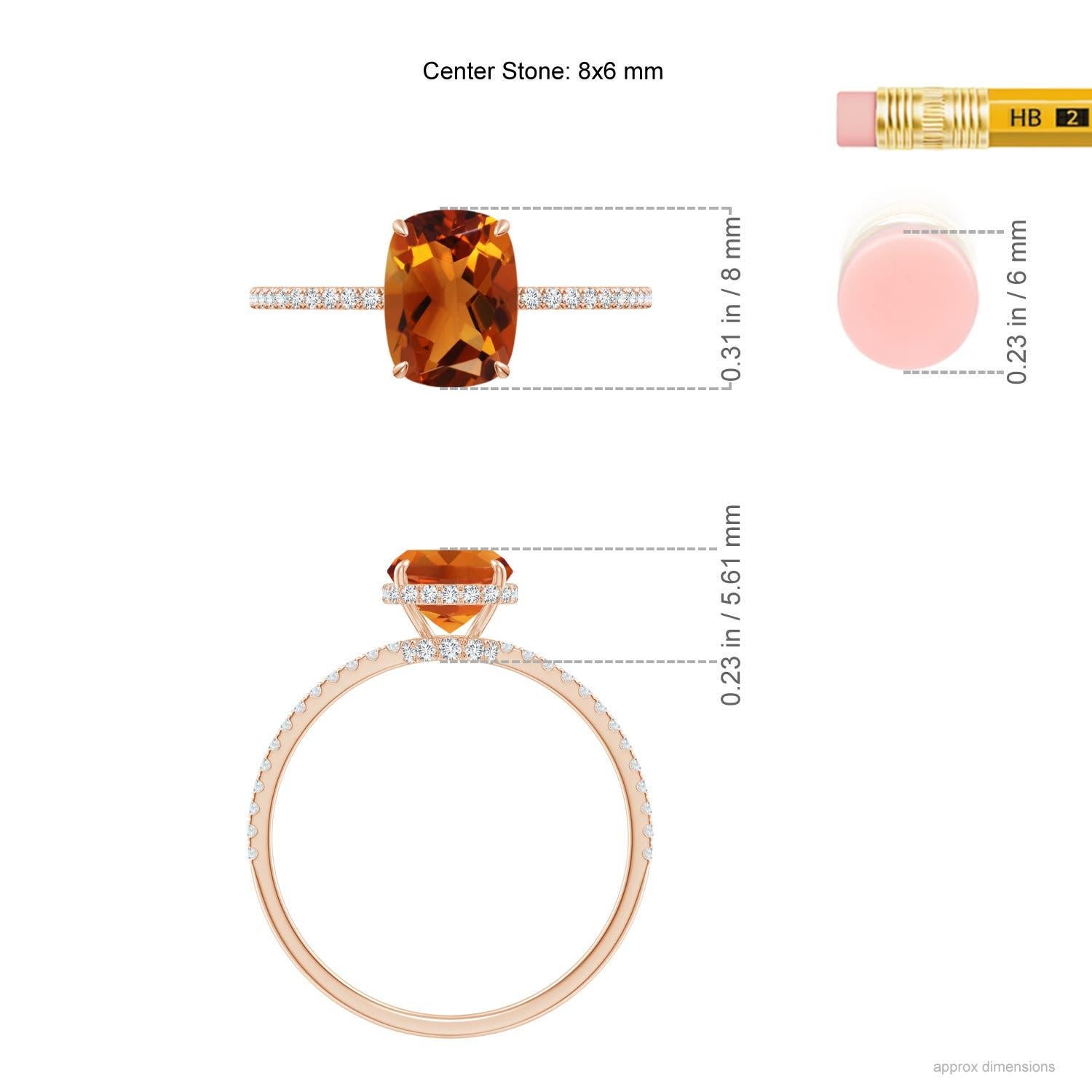 Anello Angara con Citrino Naturale Taglio Cuscino da 1,35 ct e Diamante in Oro Solido 14K in vendita 1