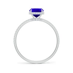 Anello Angara con tanzanite naturale taglio cuscino da 1,6 carati e diamante in oro massiccio 14 carati