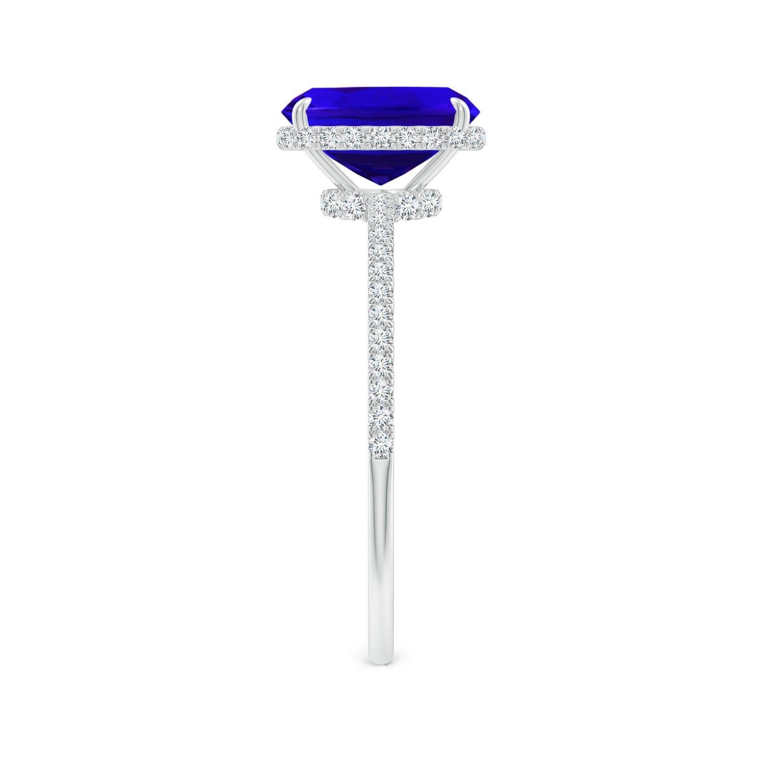 Anillo Angara de tanzanita natural talla cojín de 1,6 ct con diamante en oro macizo de 14 quilates Corte cojín en venta