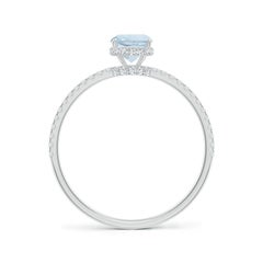 Angara Natural Cushion Cut Aquamarine Engagement Ring With Diamond in 14K Gold