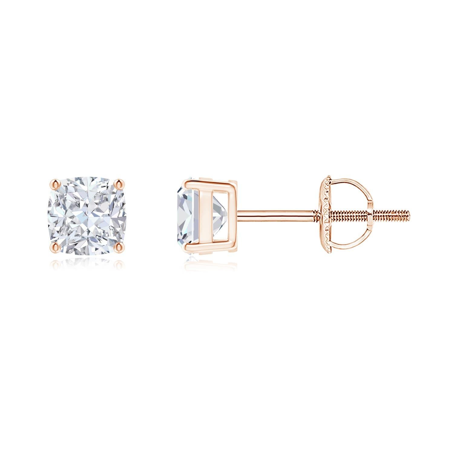 Orecchini a perno con solitario di diamanti naturali Angara in oro massiccio 14K in vendita 2