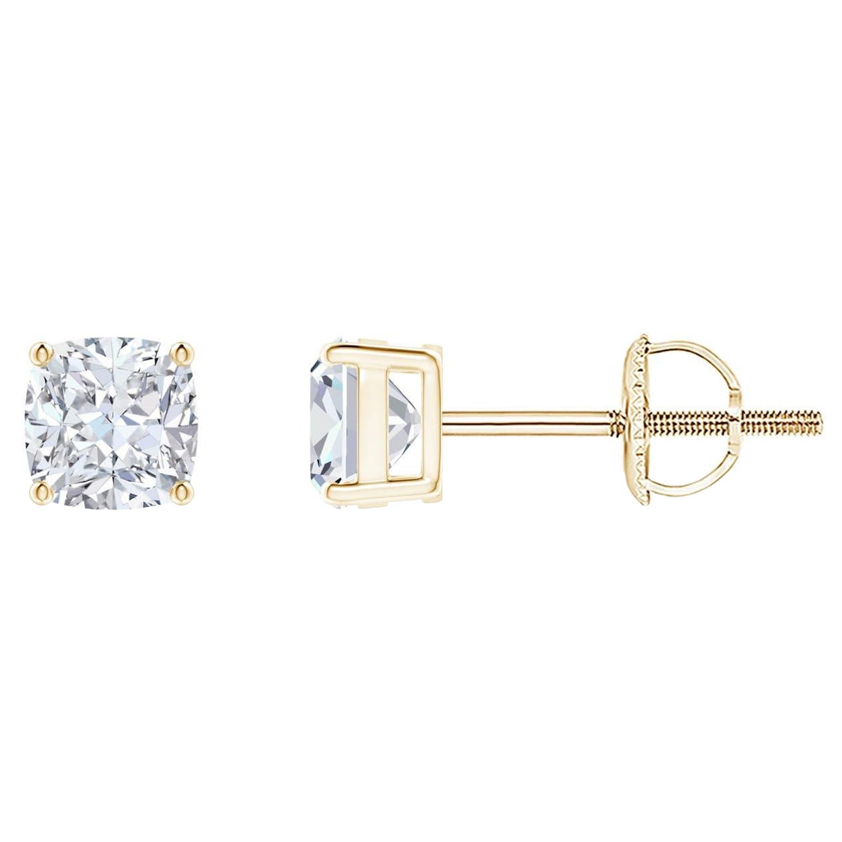 Orecchini a perno con solitario di diamanti naturali Angara in oro massiccio 14K in vendita