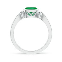 Angara Natural Cushion Emerald Solitaire Engagement Ring in 14K Solid Gold
