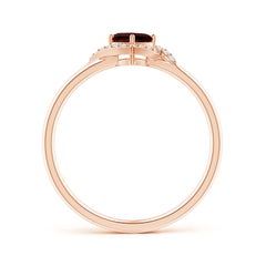 Anello Promessa Angara con granato naturale a cuscino e diamanti in oro massiccio 14K