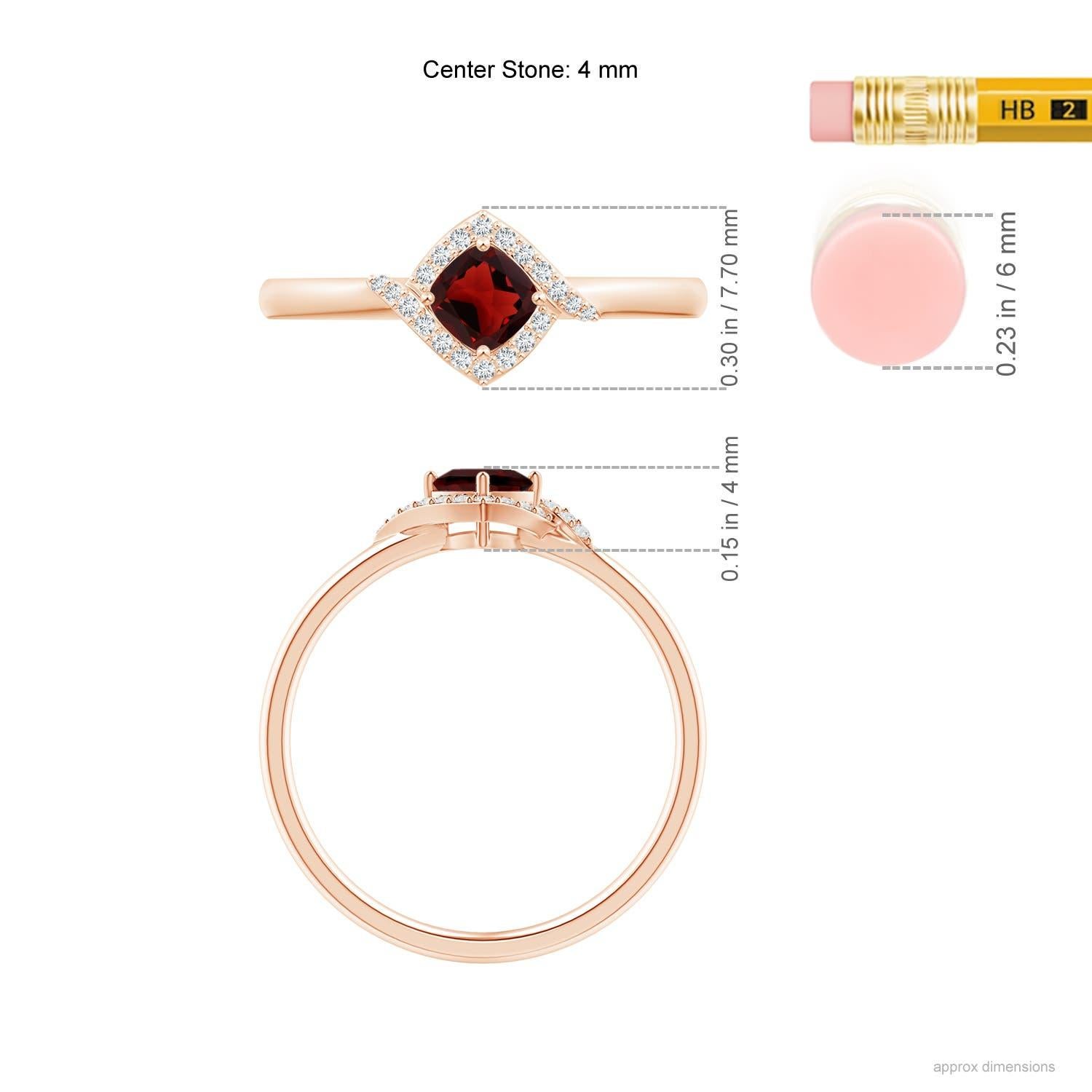 Anillo de compromiso Angara de oro macizo de 14 quilates con granate natural y halo de diamantes en Nuevo estado para la venta en Los Angeles, CA