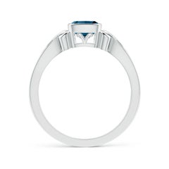 Angara natürlichen Kissen London Blue Topaz Solitär Ring in 14K massivem Gold