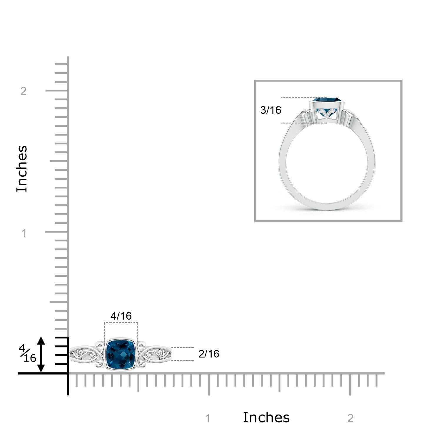 Angara natürlichen Kissen London Blue Topaz Solitär Ring in 14K massivem Gold im Angebot 1