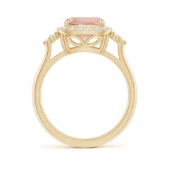 Angara Natural Cushion Morganite Halo Ring with Diamond in 14K Solid Gold
