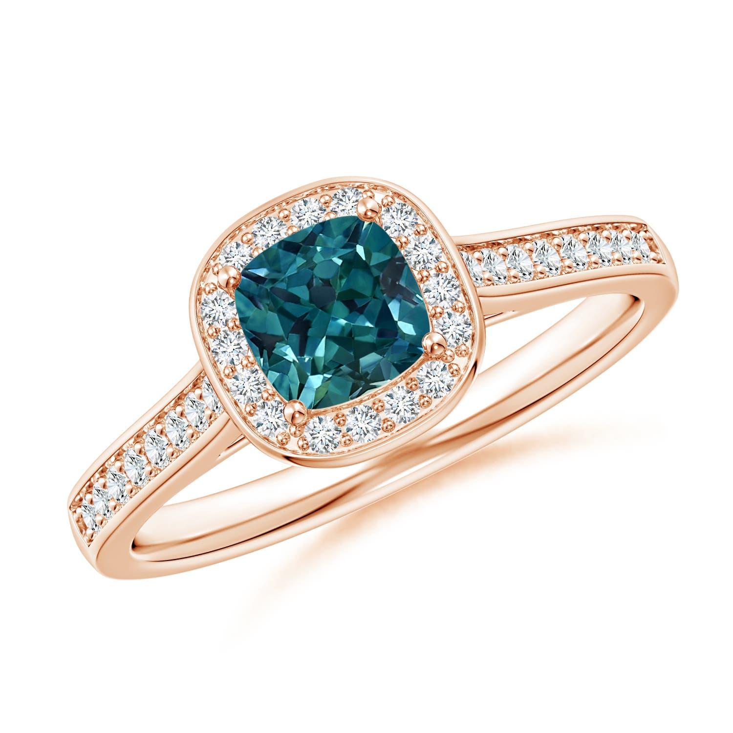 Anello Angara con zaffiro naturale verde acqua e diamante in oro massiccio 14 carati in vendita 2