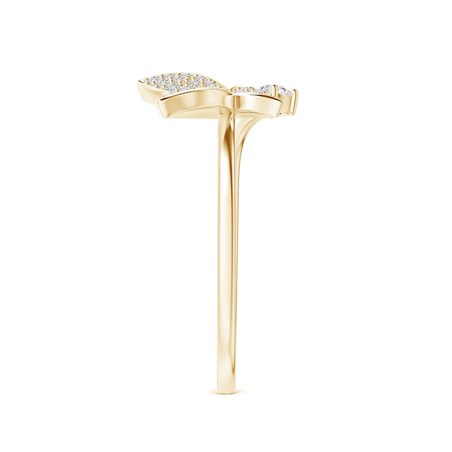 Taille ronde Bague papillon en or massif 14K avec diamant naturel Angara pour femme en vente