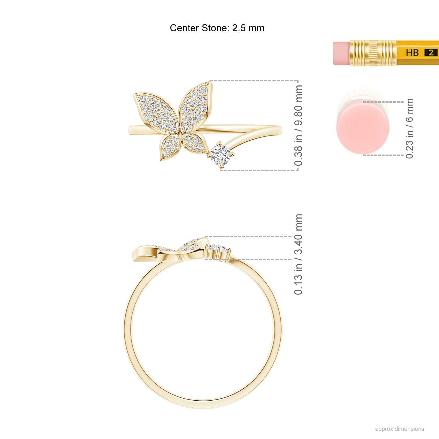 Bague papillon en or massif 14K avec diamant naturel Angara pour femme Neuf - En vente à Los Angeles, CA