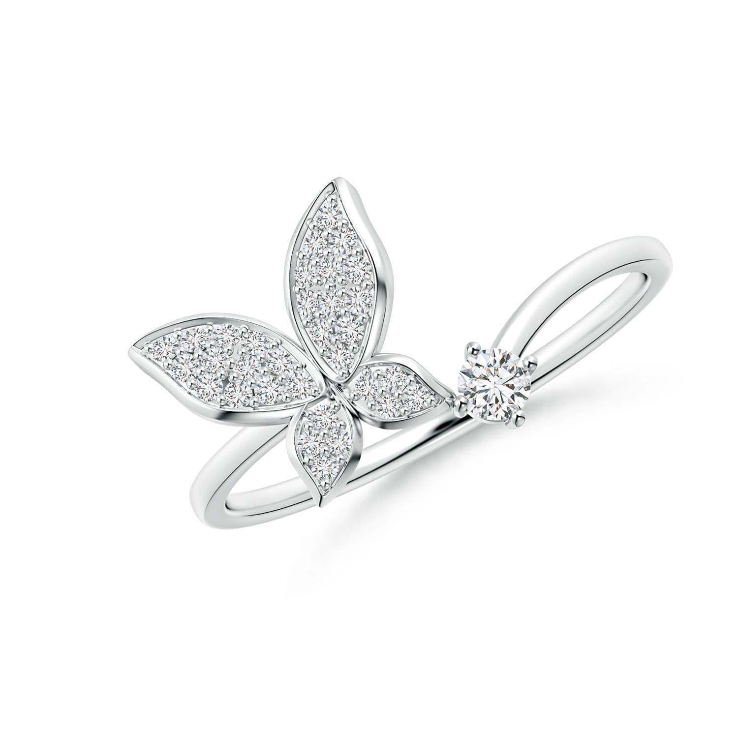 Bague papillon en or massif 14K avec diamant naturel Angara pour femme Pour femmes en vente