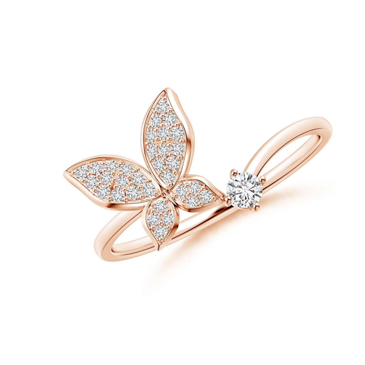 Bague papillon en or massif 14K avec diamant naturel Angara pour femme en vente 1