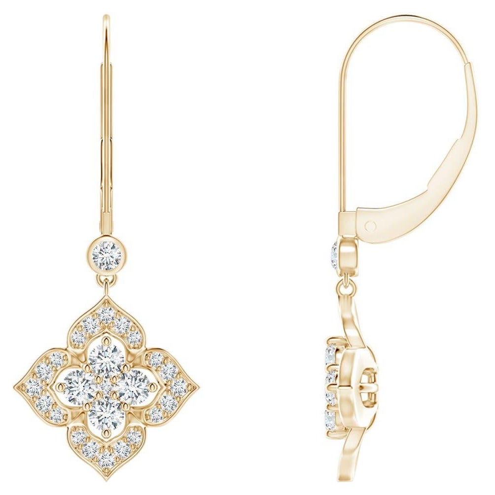 Orecchini a lobo con diamante naturale Angara in oro massiccio 14K per donna in vendita