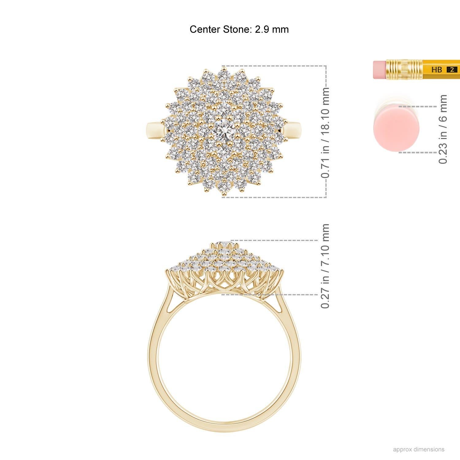 Angara Natural Diamond Cluster Sunburst Cocktail Ring in 14K Solid Gold In New Condition For Sale In Los Angeles, CA