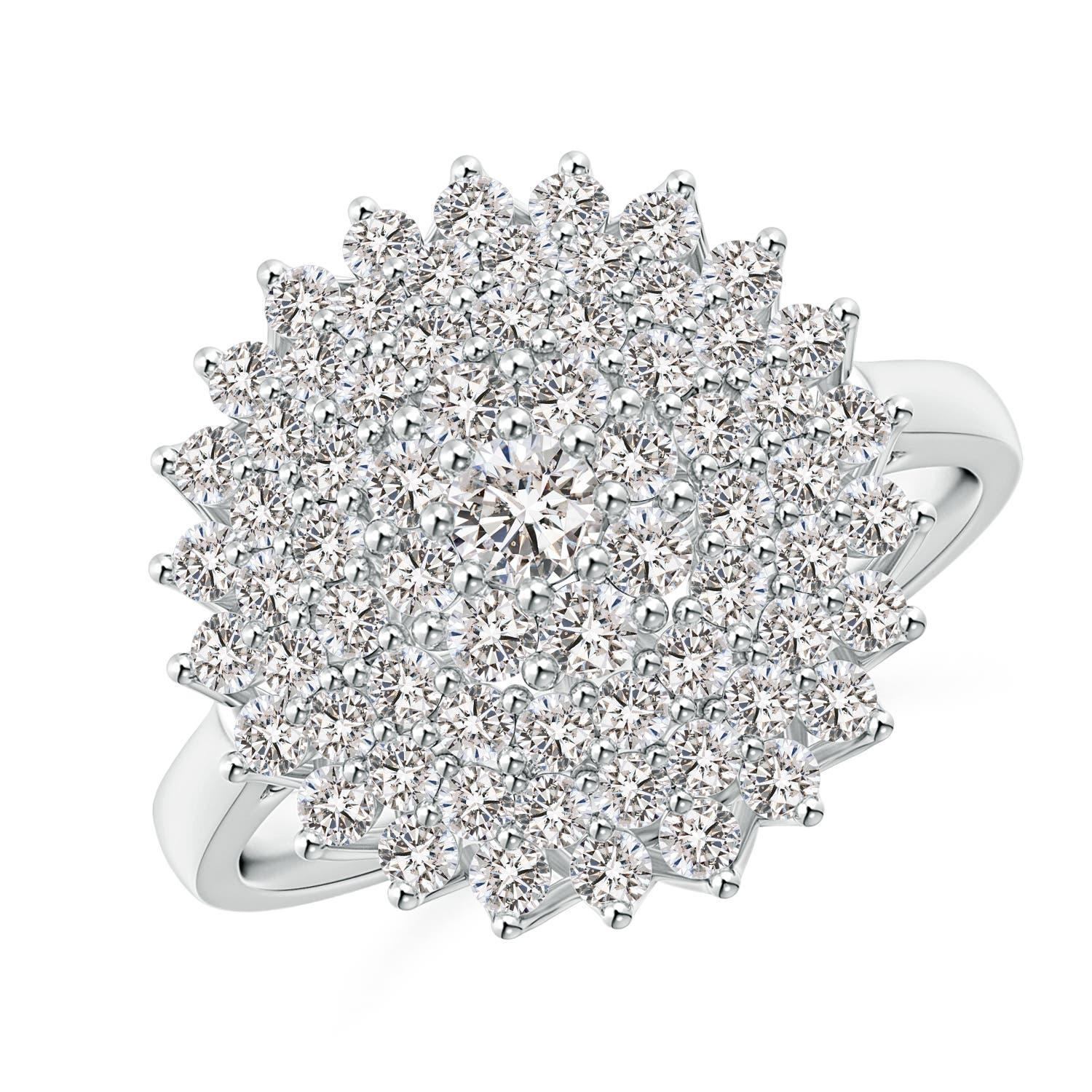 Women's Angara Natural Diamond Cluster Sunburst Cocktail Ring in 14K Solid Gold For Sale