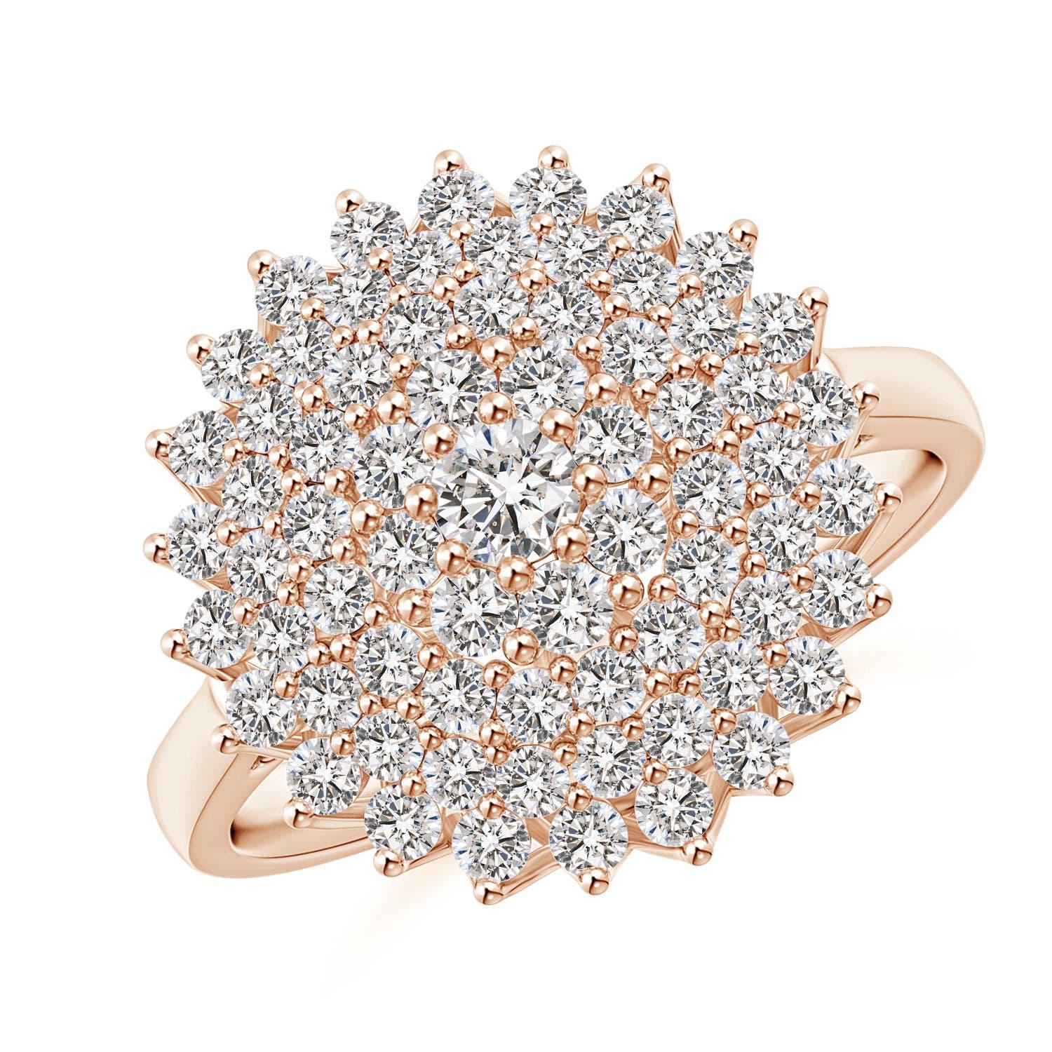 Angara Natural Diamond Cluster Sunburst Cocktail Ring in 14K Solid Gold For Sale 1