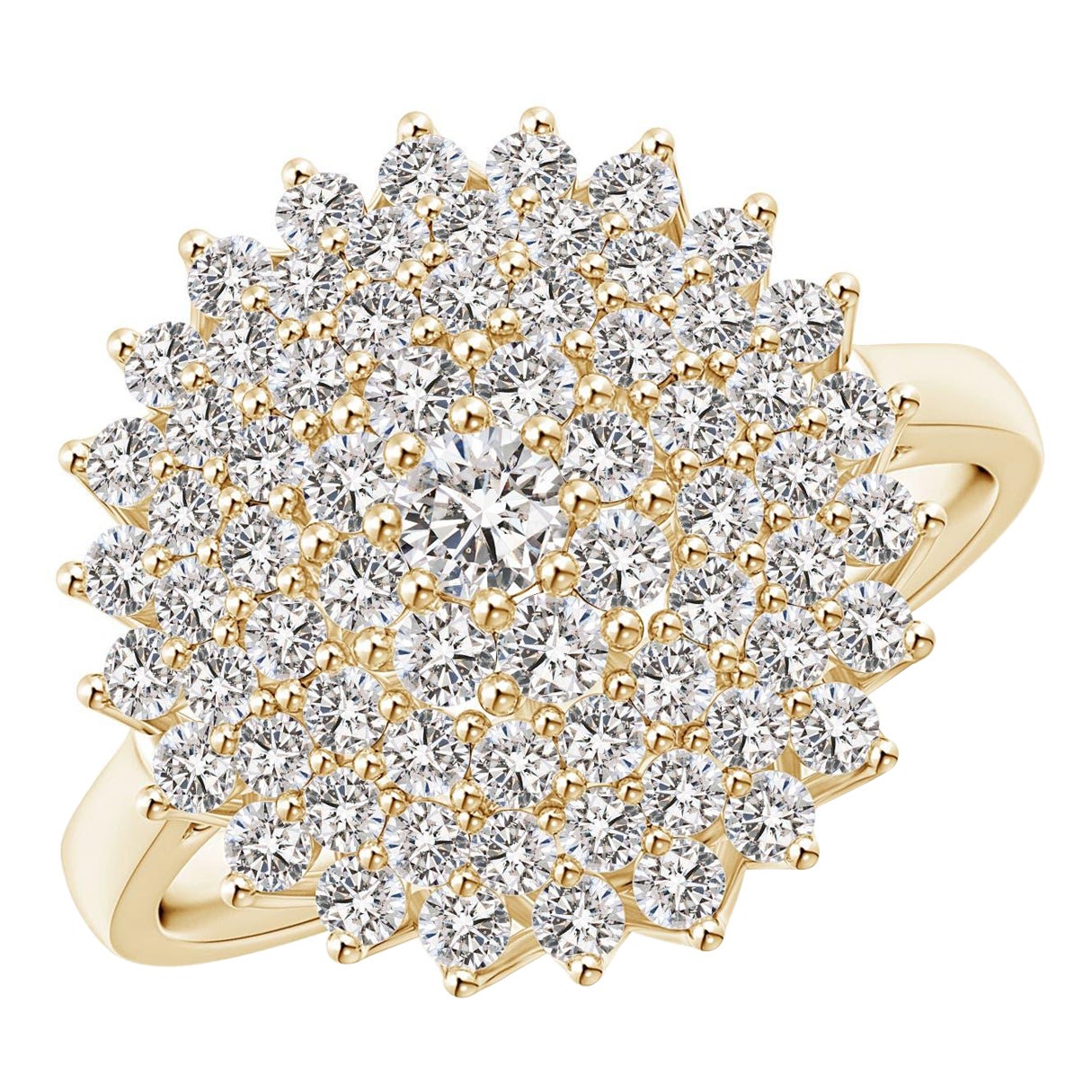 Angara Natural Diamond Cluster Sunburst Cocktail Ring in 14K Solid Gold For Sale