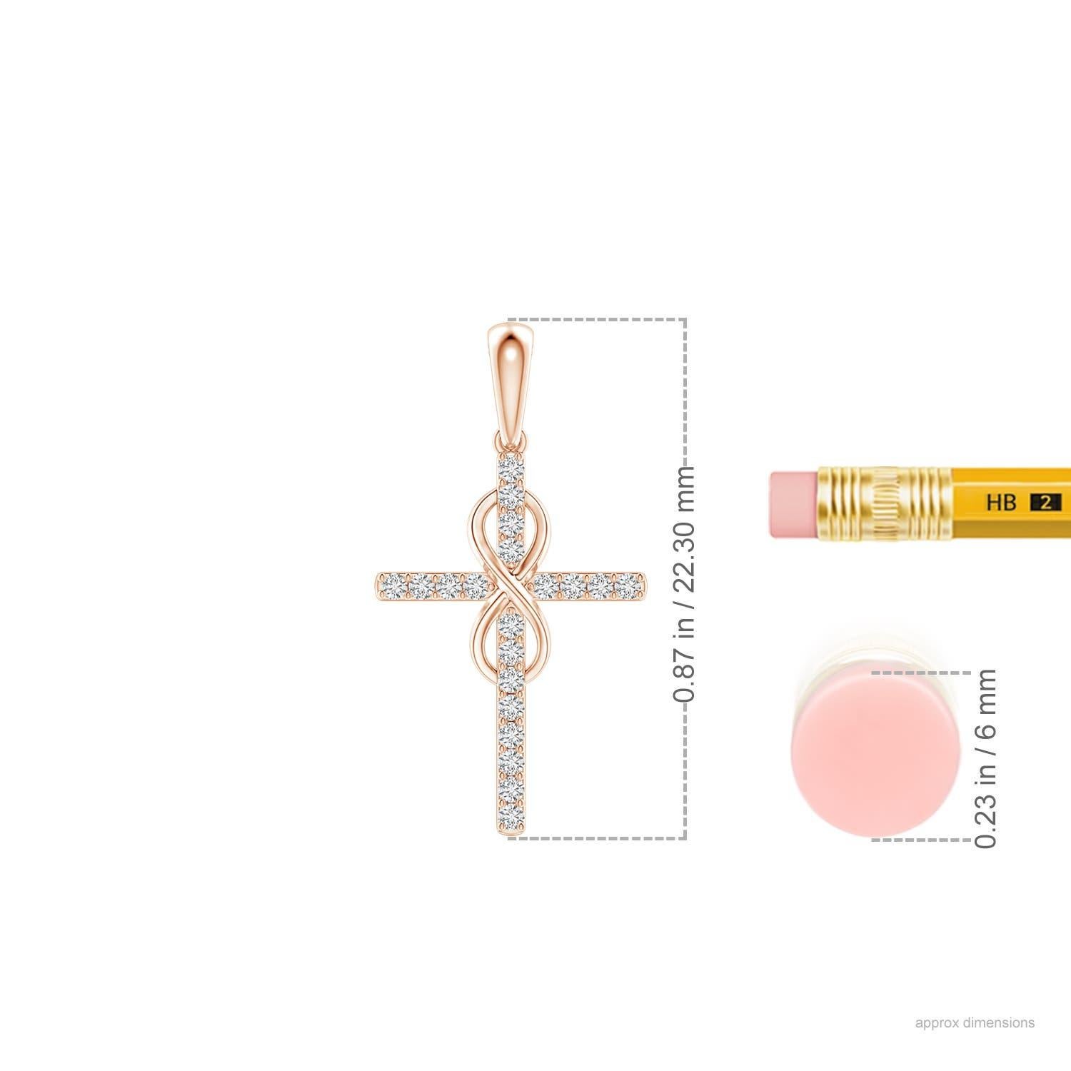Angara Natural Diamond Kreuz und Unendlichkeit Anhänger in 14K Rose Gold für Frauen (Rundschliff) im Angebot