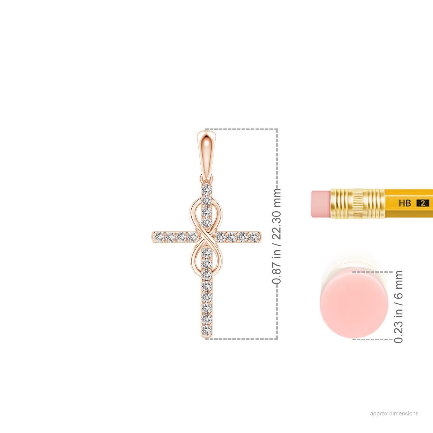 Angara Natural Diamond Kreuz und Unendlichkeit Anhänger in 14K Rose Gold für Frauen (Rundschliff) im Angebot