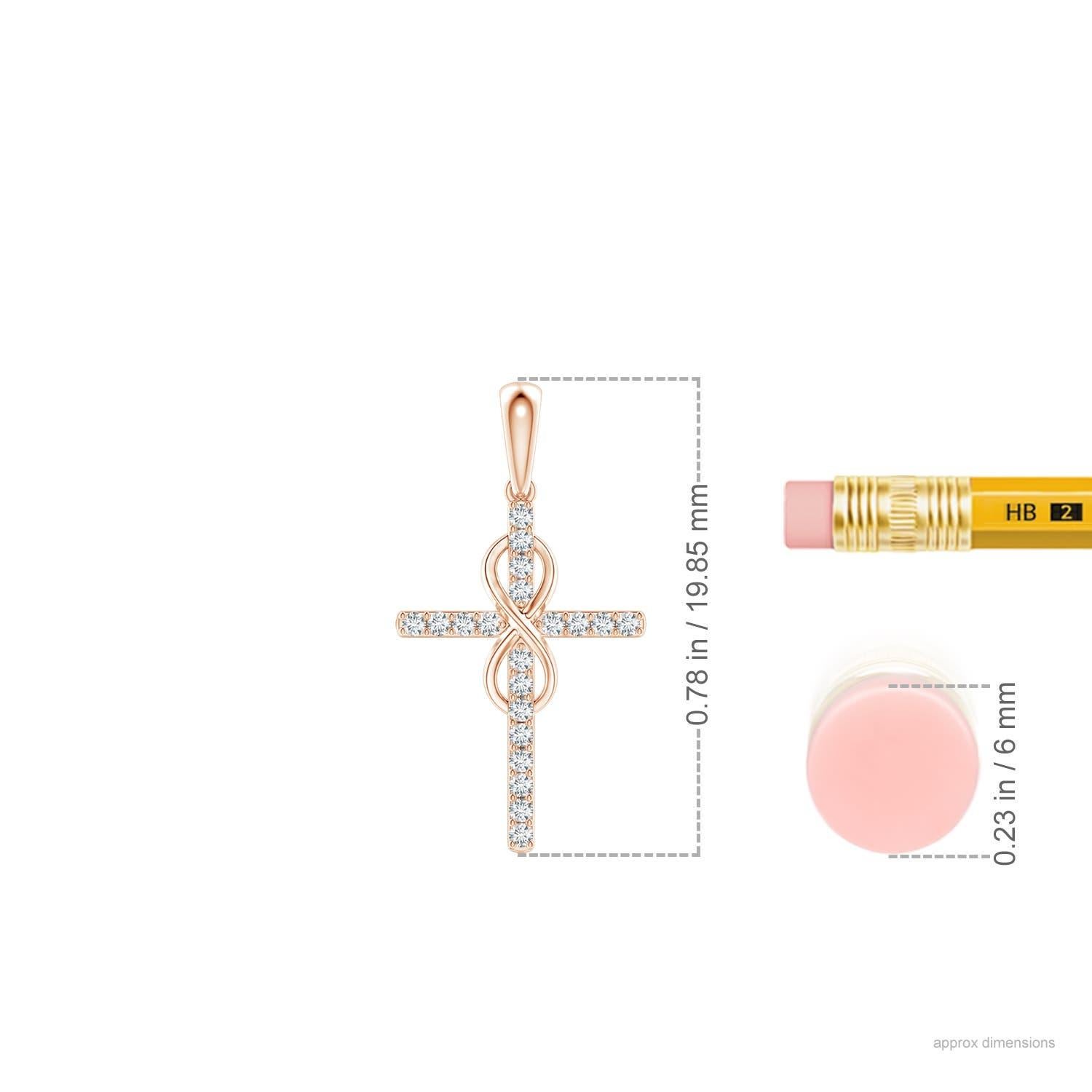 Angara Natural Diamond Kreuz und Unendlichkeit Anhänger in 14K Rose Gold für Frauen (Rundschliff) im Angebot