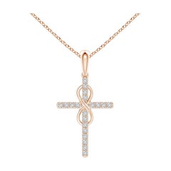 Angara Natural Diamond Kreuz und Unendlichkeit Anhänger in 14K Rose Gold für Frauen