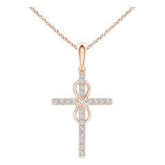 Angara Natural Diamond Kreuz und Unendlichkeit Anhänger in 14K Rose Gold für Frauen
