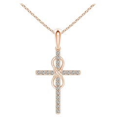 Angara Natural Diamond Kreuz und Unendlichkeit Anhänger in 14K Rose Gold für Frauen