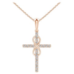 Angara Natural Diamond Kreuz und Unendlichkeit Anhänger in 14K Rose Gold für Frauen