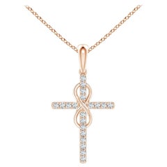 Colgante Cruz e Infinito de Diamante Natural Angara en Oro Rosa de 14K para Mujer