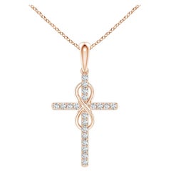 Colgante Cruz e Infinito de Diamante Natural Angara en Oro Rosa de 14K para Mujer