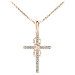 Colgante Cruz e Infinito de Diamante Natural Angara en Oro Rosa de 14K para Mujer
