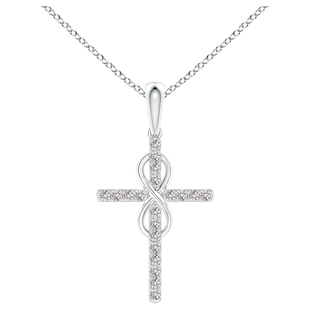 Colgante Cruz e Infinito de Diamantes Naturales Angara en Oro Blanco de 14 K para Mujer