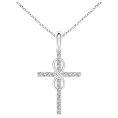Colgante Cruz e Infinito de Diamantes Naturales Angara en Oro Blanco de 14 K para Mujer