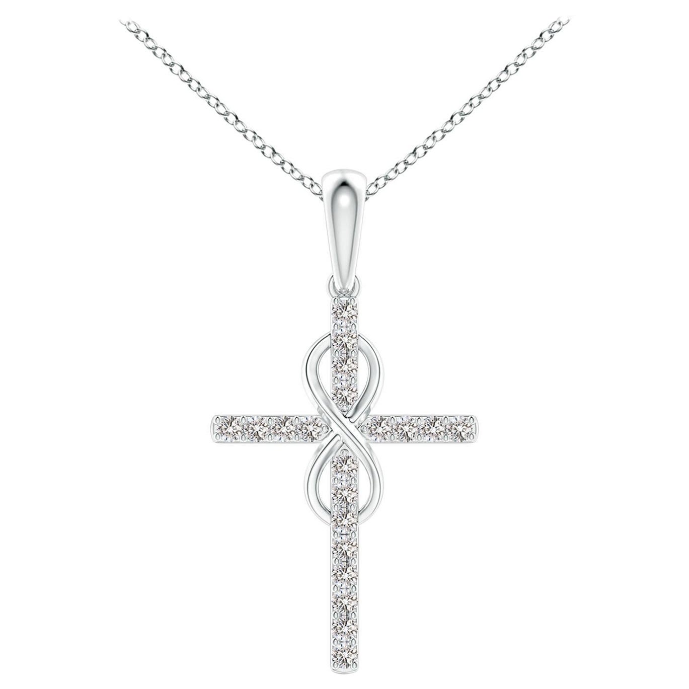 Colgante Cruz e Infinito de Diamantes Naturales Angara en Oro Blanco de 14 K para Mujer