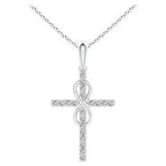 Colgante Cruz e Infinito de Diamantes Naturales Angara en Oro Blanco de 14 K para Mujer