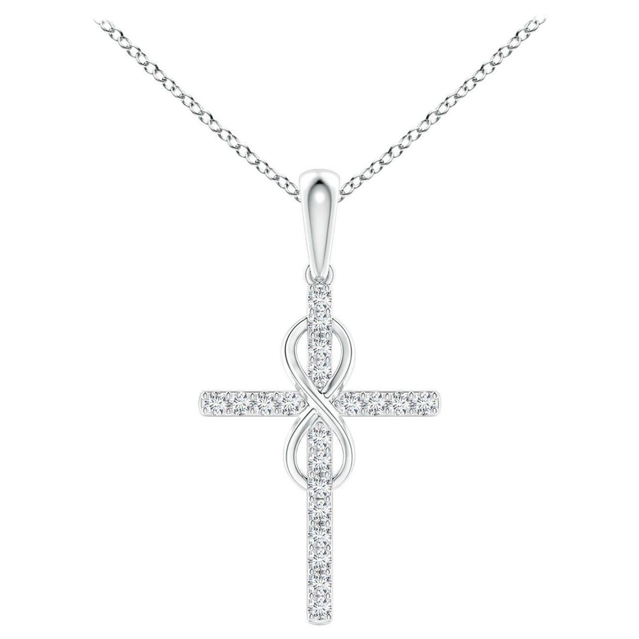 Colgante Cruz e Infinito de Diamantes Naturales Angara en Oro Blanco de 14 K para Mujer